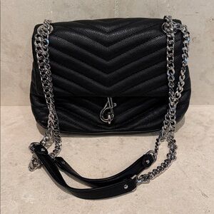 Rebecca Minkoff Edie Pebbled Leather Bag Black
